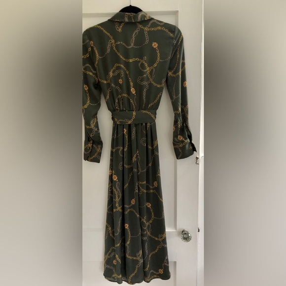 Mango Green Chain Print Midi Shirt Dress size 2 - Picture 10 of 10